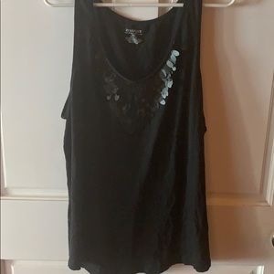 Lane Bryant black tank w metal fringe